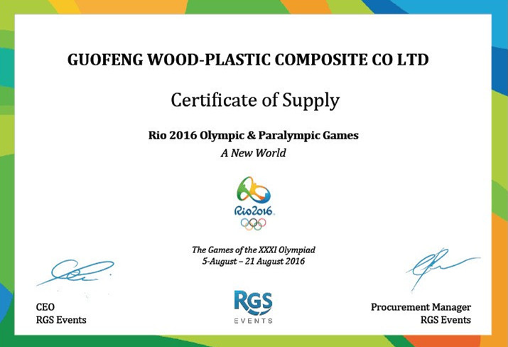 Olympic Supplier Certificate